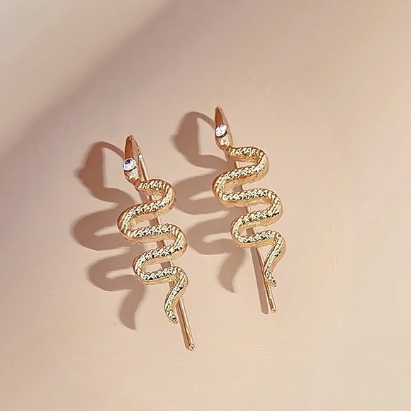 Any 2/$20! Gold Squiggly Serpent Threader Earrings - Picture 3 of 5